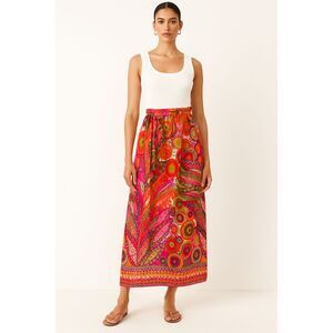 Vtg Greencastle Boho Psychedelic Maxi Skirt | S | Bold Abstract Print 70s Vibe